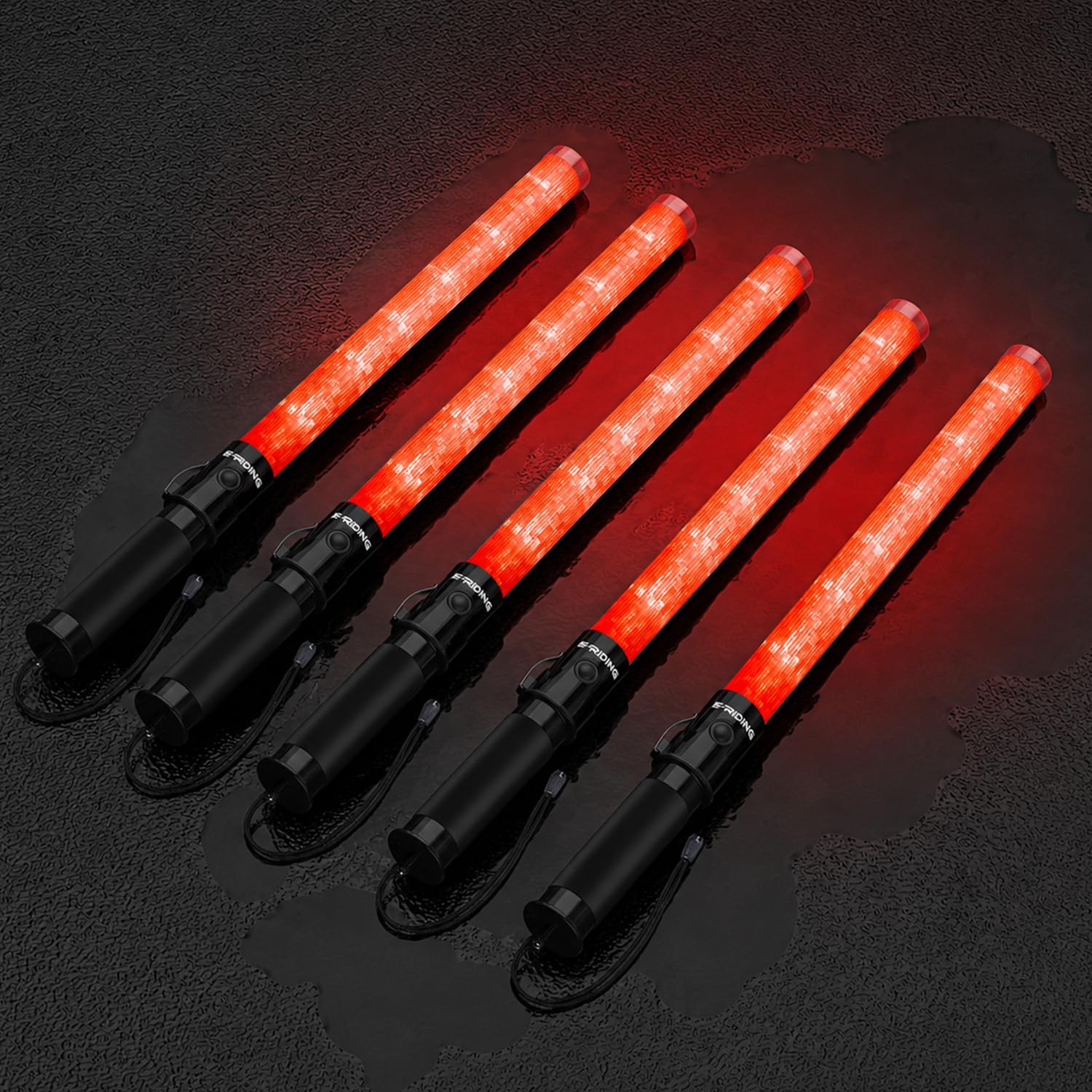 E-riding 5 Pack 21 Inch Red Traffic Wand with 3 Flashing Modes