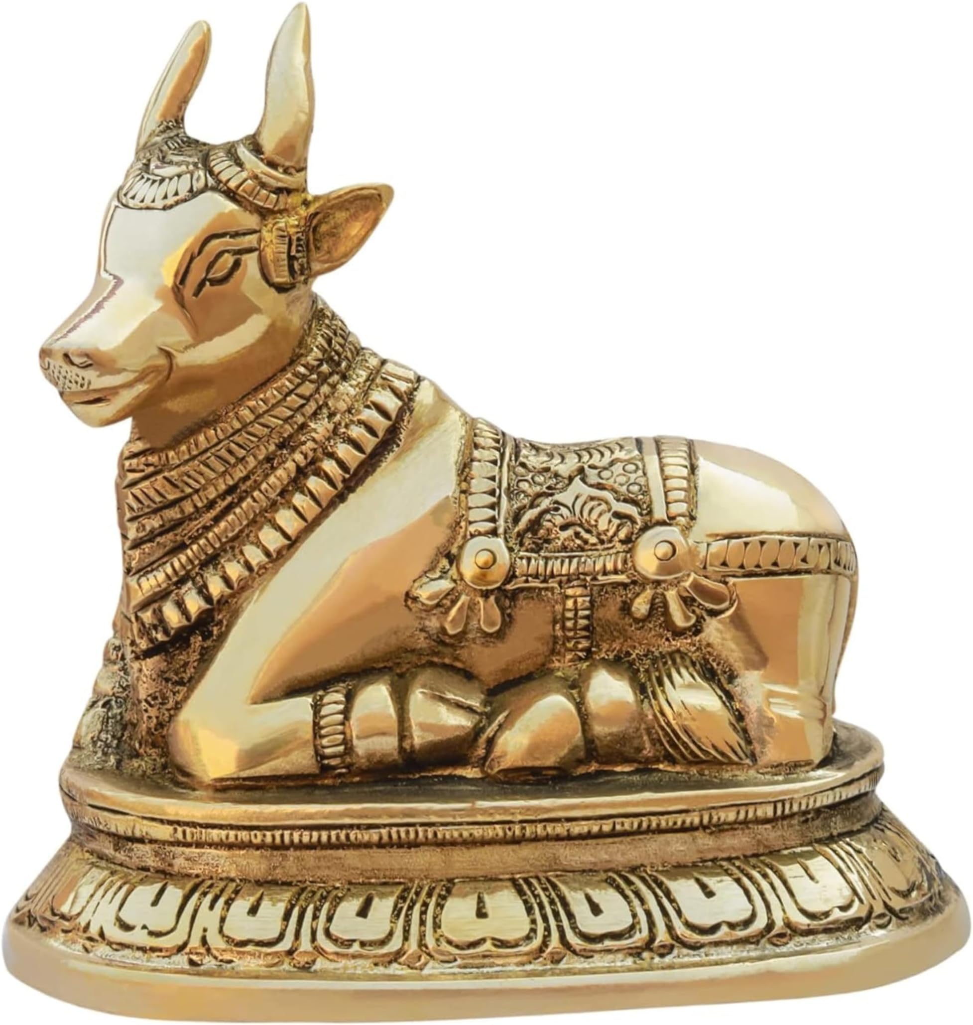 Treemaison Coronating Homes Vastu Brass Nandi Cow Statue Vastu Remedy For Home & Office | Brass Shiva's Bull (Nandi)