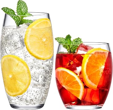 Amazing Abby - Fraternity - 12-Ounce and 16-Ounce Plastic Tumblers Set of 8, Plastic Drinking Glasses, All-Clear Reusable Acrylic Cups, BPA-Free, Shatter-Proof, Dishwasher-Safe