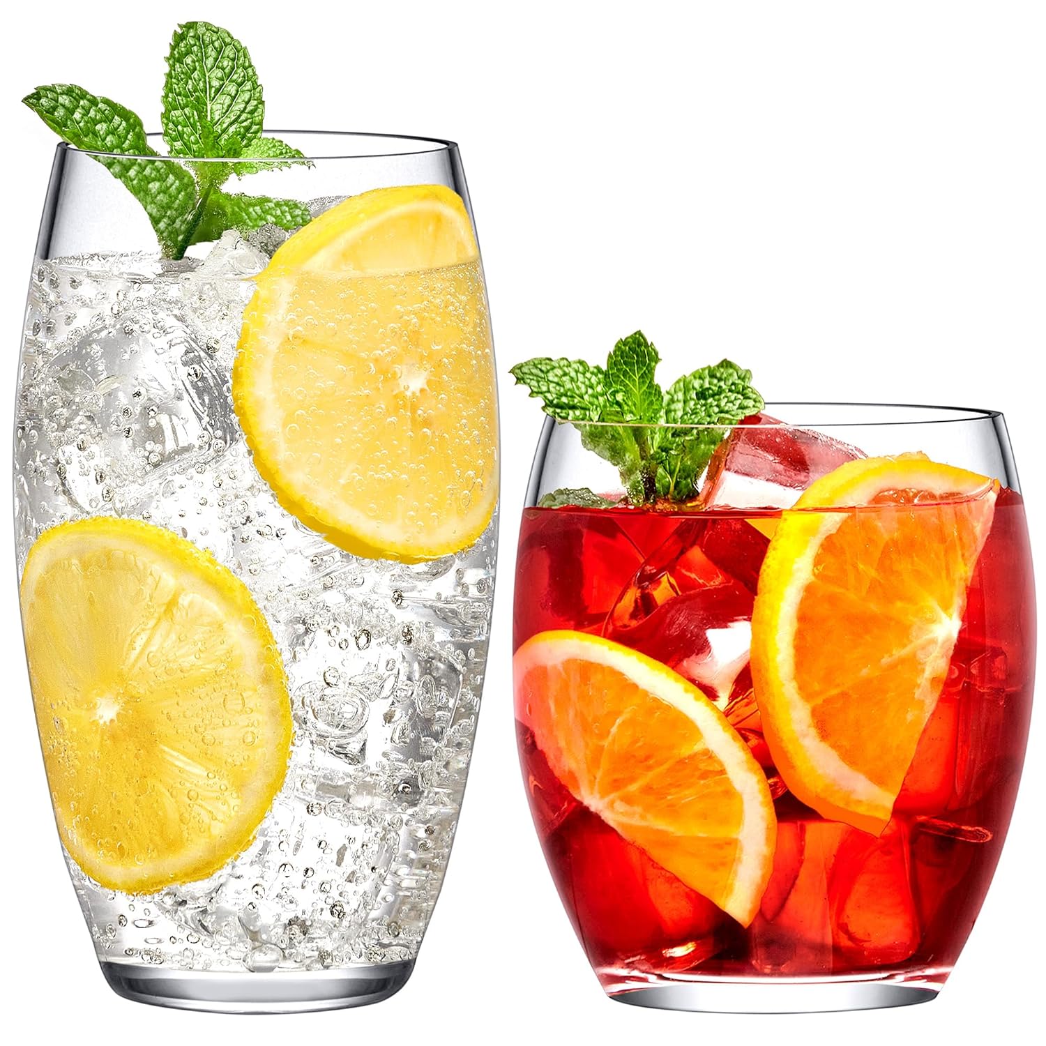 Amazing Abby - Fraternity - 12-Ounce and 16-Ounce Plastic Tumblers Set of 8 Plastic Drinking Glasses All-Clear Reusable