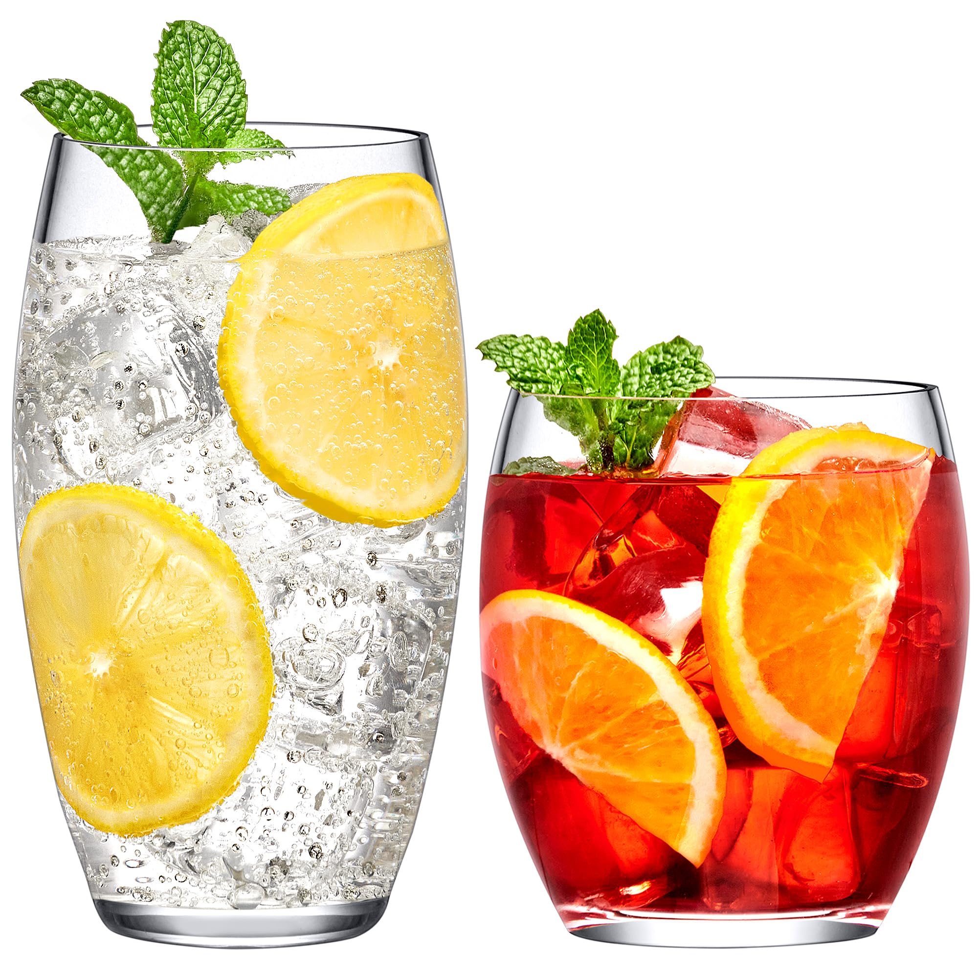 Amazing Abby - Fraternity - 12-Ounce and 16-Ounce Plastic Tumblers Set of 8 Plastic Drinking Glasses All-Clear Reusable