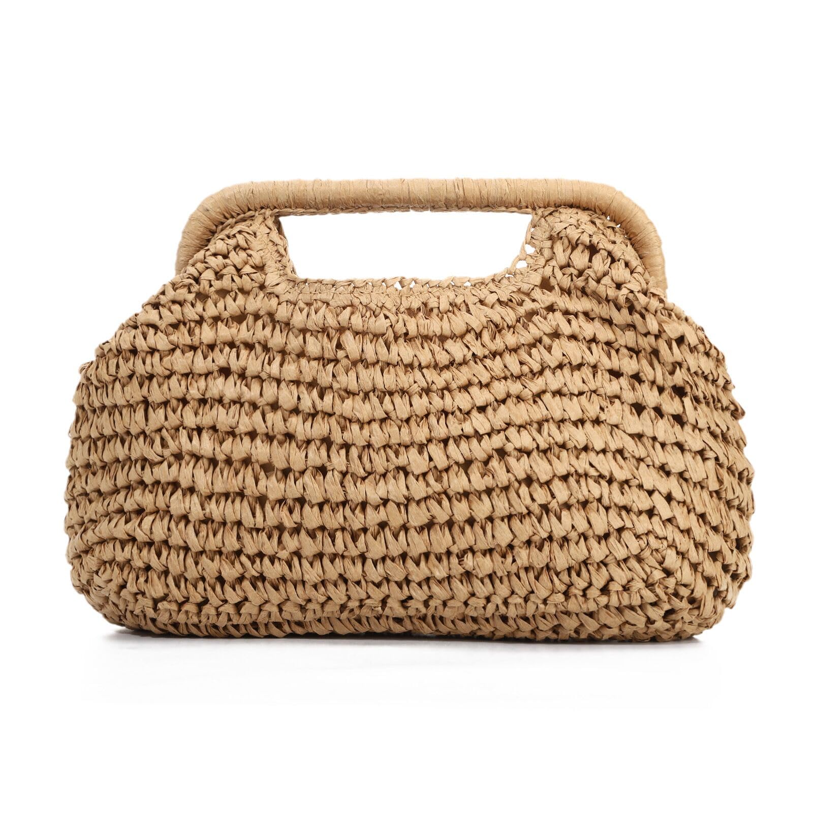 EVEOUT Pochette in Paglia con Catena Donna Boho Clutch da Sera Matrimonio Festa in rafia Sintetica Borsa Intrecciata per Spiaggia Quotidiano Estivo