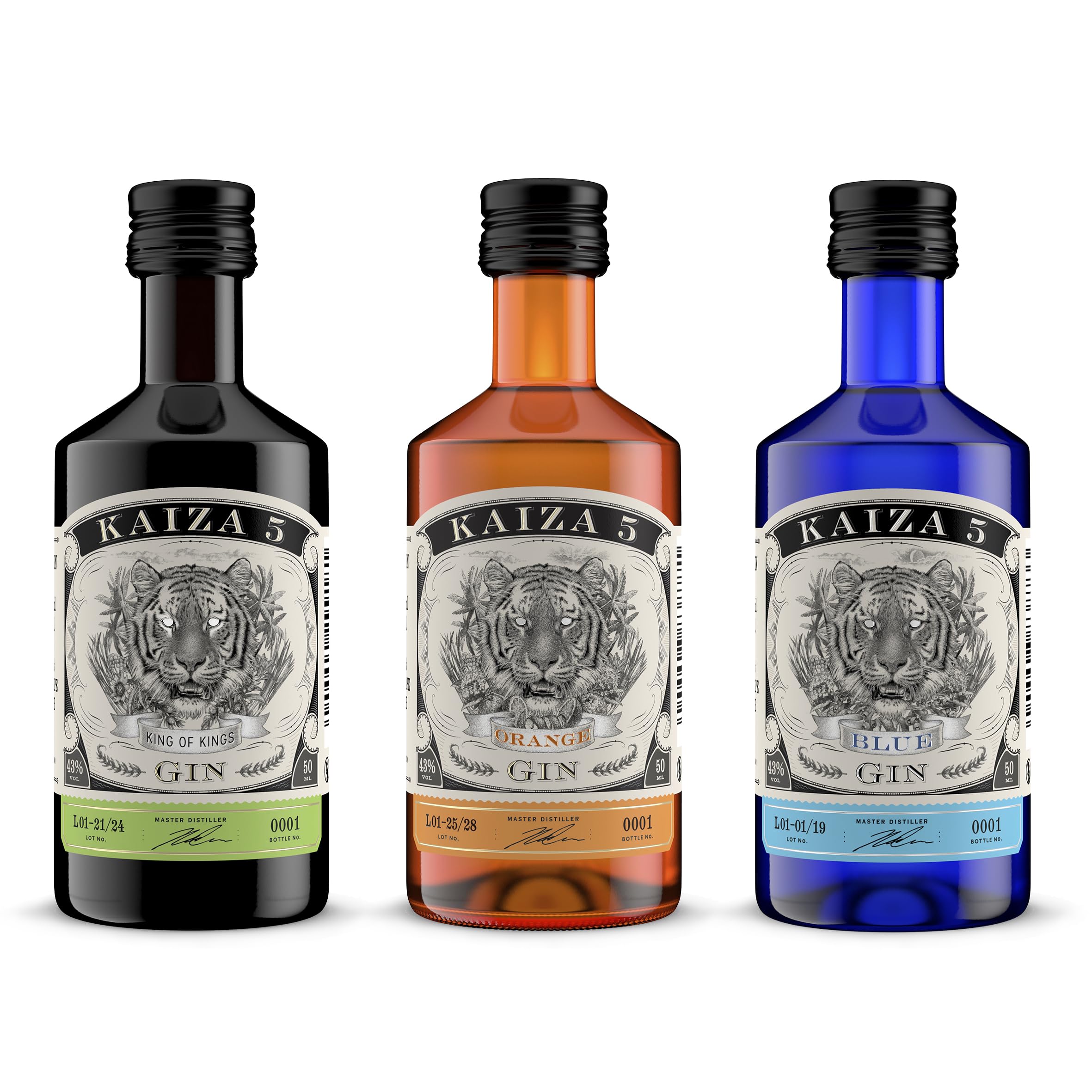 KAIZA 5 GIN Tasting Set – Deine südafrikanische Gin-Expedition | KAIZA 5 ORIGINAL, BLUE und ORANGE in 0,05 l - 43%