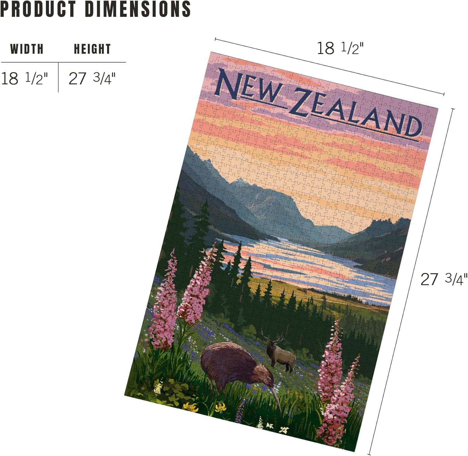 Lantern Press New Zealand, Kiwi and Spring Flowers 1000 Piece Jigsaw Puzzle for Adults, Made in USA with Reference Poster