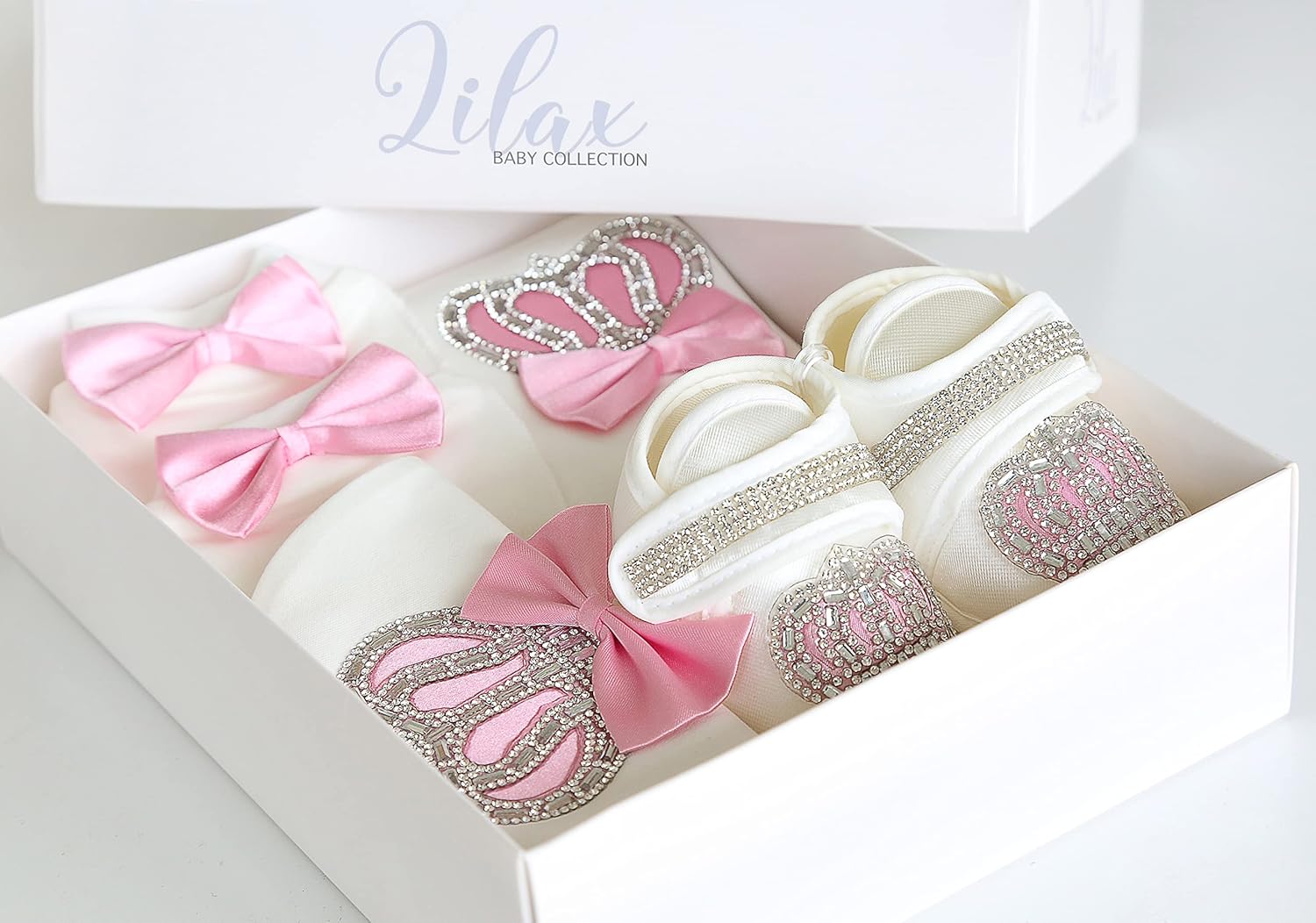 Lilax Baby Girl Newborn Jewels Layette 4 Piece Gift Set