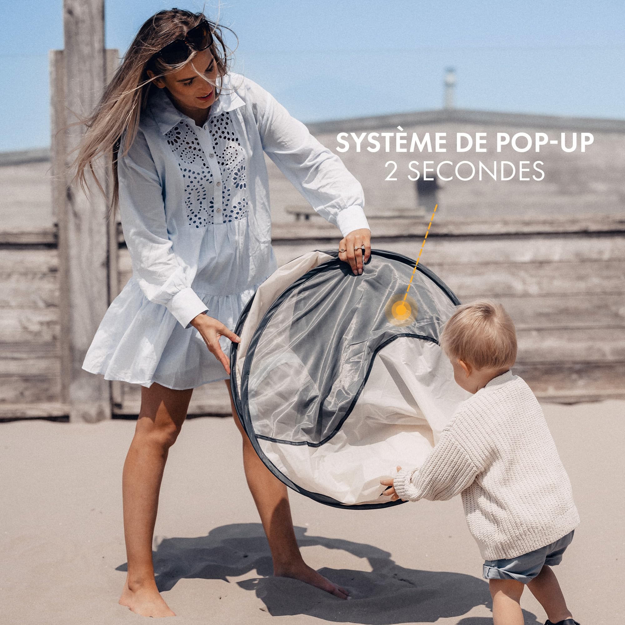 DERYAN Tente de Plage - Pop Up - Abris Anti UV - Parasol Enfant - Tente Anti UV bébé - 50% UV -Mise en Place en 2 Secondes - avec Sac de Transport