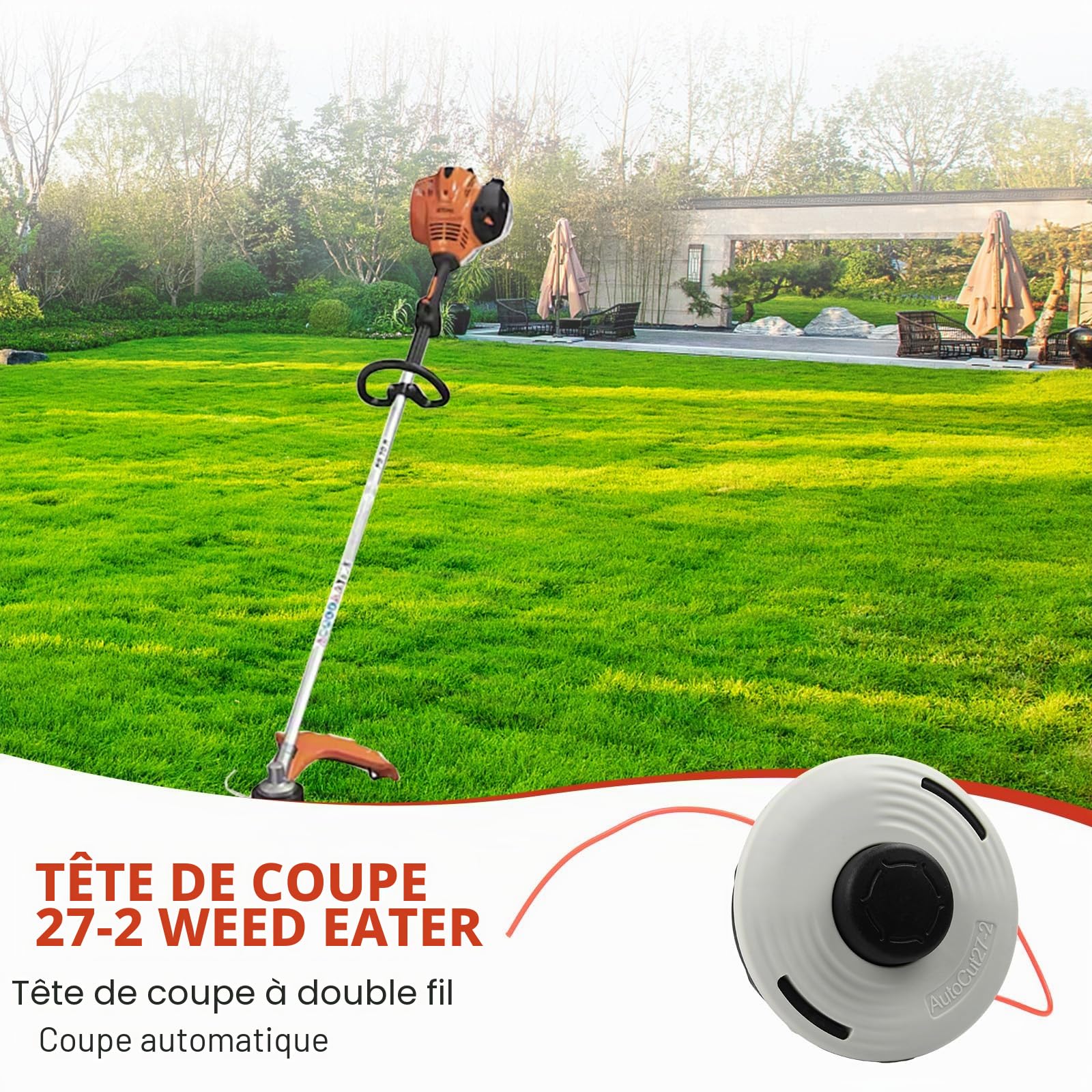 Lot de 2 têtes de débroussailleuse AutoCut 27-2 compatibles avec Stihl FS85 FS90 FS90r FS70r FS55 FS55r FS56rc FS91R FS100RX FS110 FS120 FS130 FS131 FS240 Tête de Rechange pour débroussailleuse 10 x