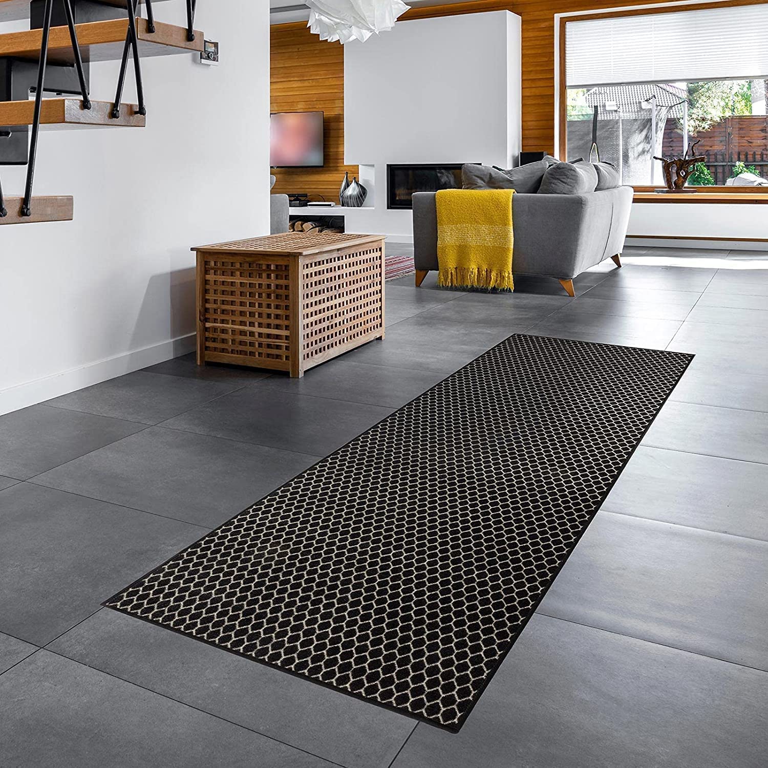 Floordirekt Teppichläufer Dundalk - Feinschlingen Teppich mit Muster - Läufer für Küche, Flur & Wohnraum - Rundum gekettelt (80 x 350 cm)