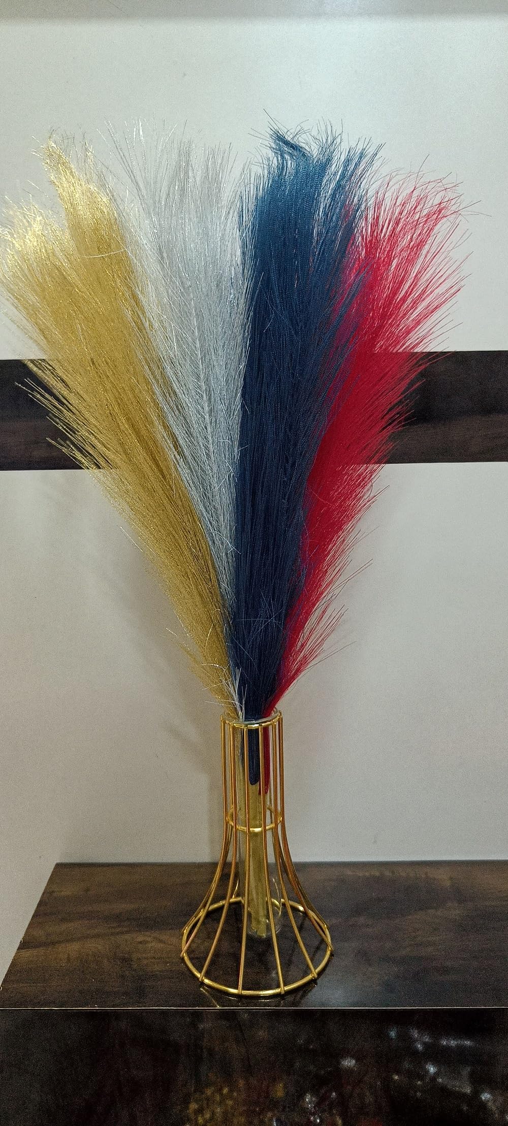 VRB Dec™ (Pack of 3) Faux Pampas Grass Small Fluffy Artificial Flowers | Faux Flowers for Vases | Decoration Items for Living Room Vase Office, Bedroom, Balcony Table, Diwali Decoration (Multi Color)