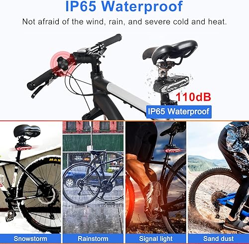 Miniatura 7 de Luz trasera inteligente para bicicleta, señales de giro para bicicleta con alarma, señales de giro de bicicleta recargables por USB con campana de