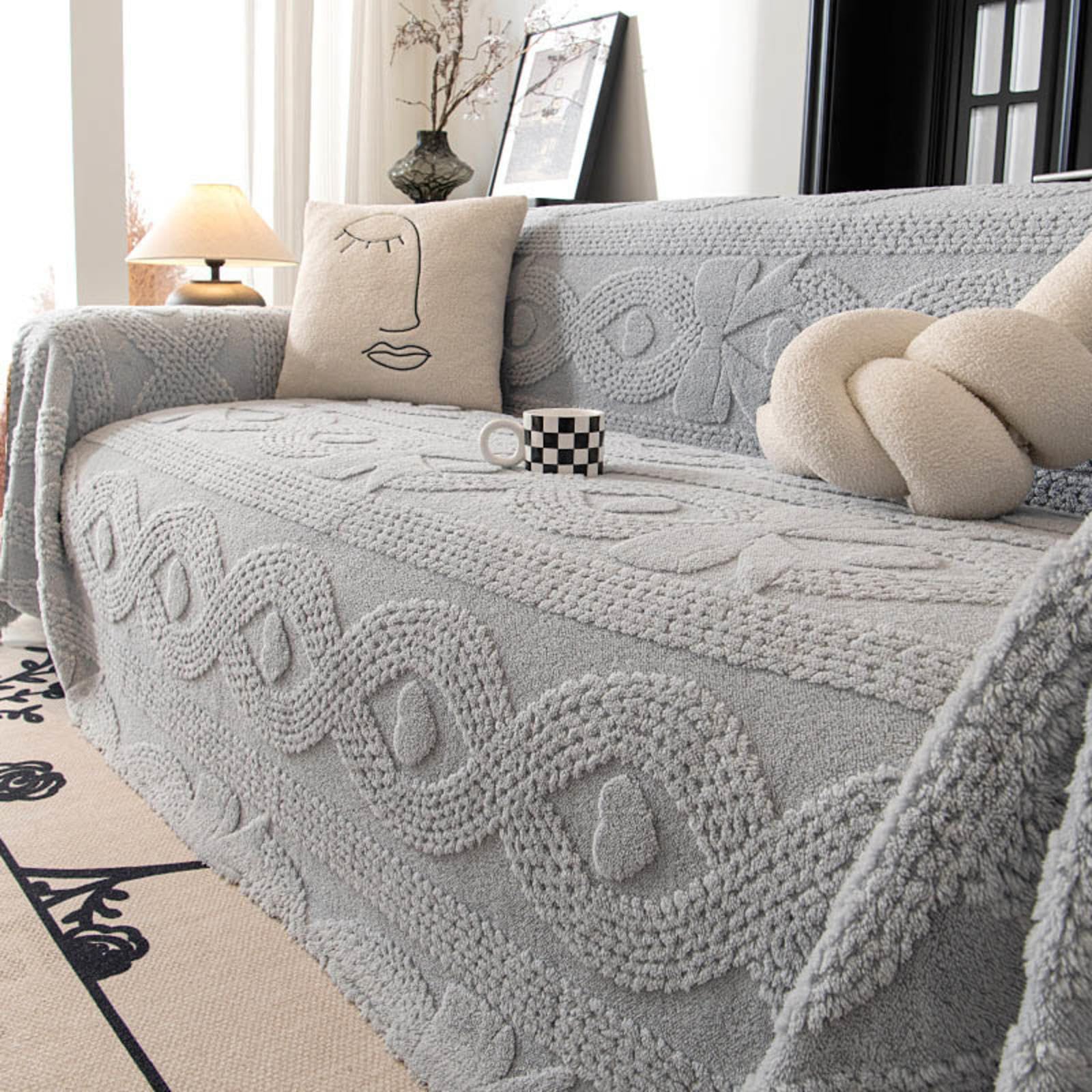 Racib Grey Large Throws For Sofas Throws For Sofas Sofa Throws Extra Large Throws For 4 Seater Sofa Throws For The Sofa Large Sofa Throws Extra Large Throws For Settees,Gray-180×520Cm
