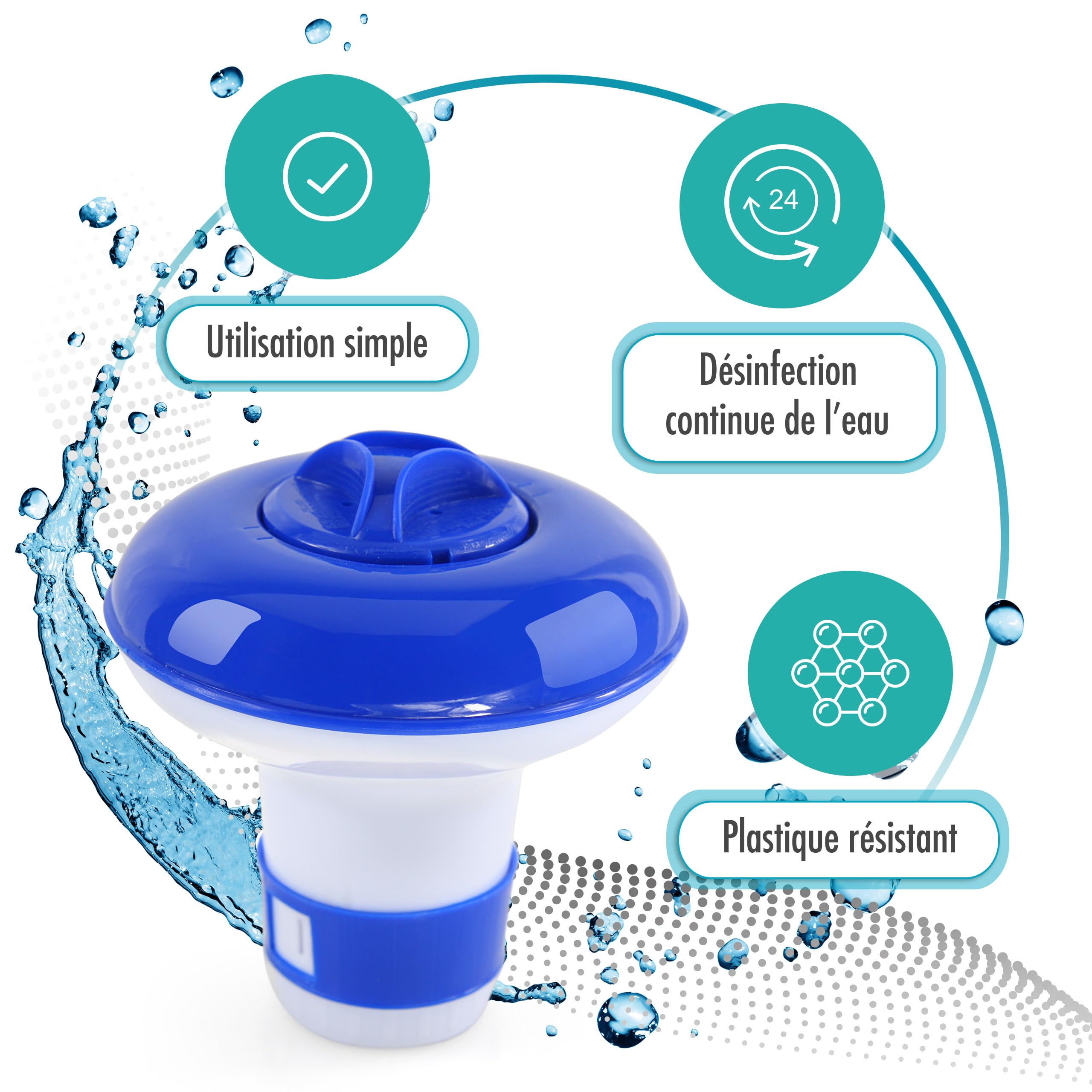 Höfer Chemie Distributeur de Piscine Télescope Petit pour Tablettes 20 g | Multitabs - Traitement Complet Tout-en-Un - Désinfecte, Clarifie et Prévient - Dissolution Lente Régulière