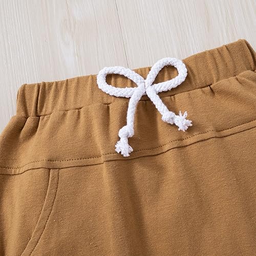 Miniatura 5 de Pudcoco Conjunto de camiseta de manga corta con letras de manga corta y pantalones largos sólidos, ropa de verano