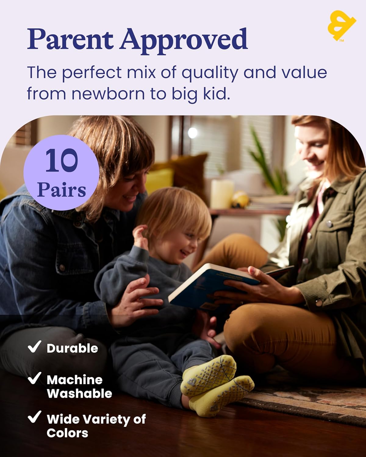 Goldbug Tiny Treads Socks - Socks with Grips for Baby, Toddler and Kids - Image 6