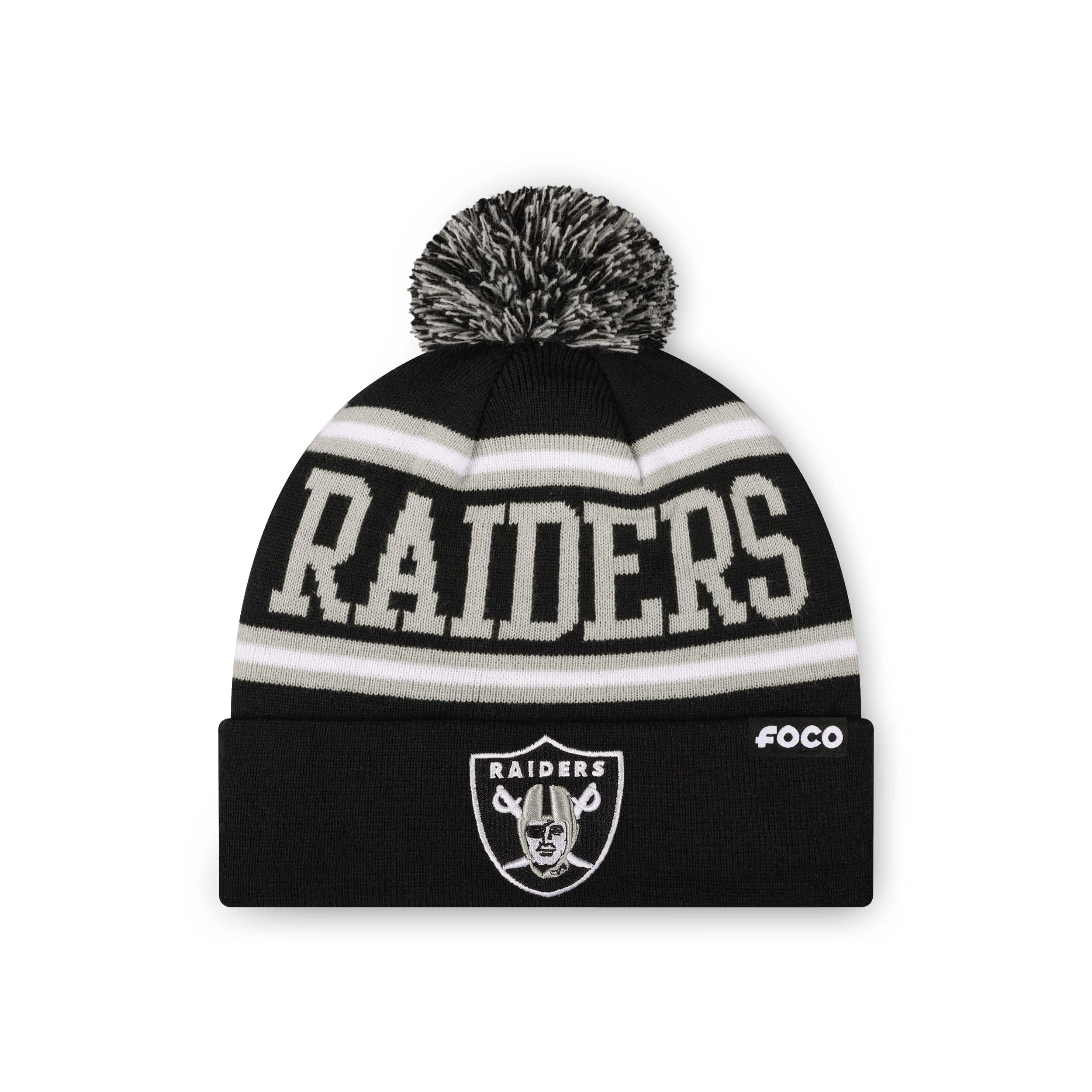FOCO NFL Unisex-Adult NFL Team Logo Stripe Pom Beanie Hat