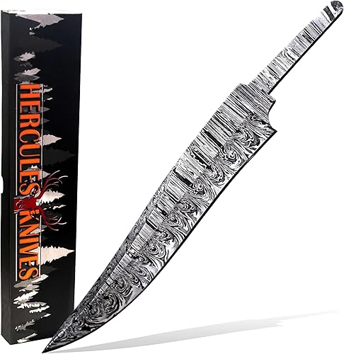 Miniatura 8 de Hercules Knives Hoja en blanco de acero de Damasco forjada a mano personalizada Hoja de cuchillo de caza táctica Rnager Hoja de Damasco Billet Hecho