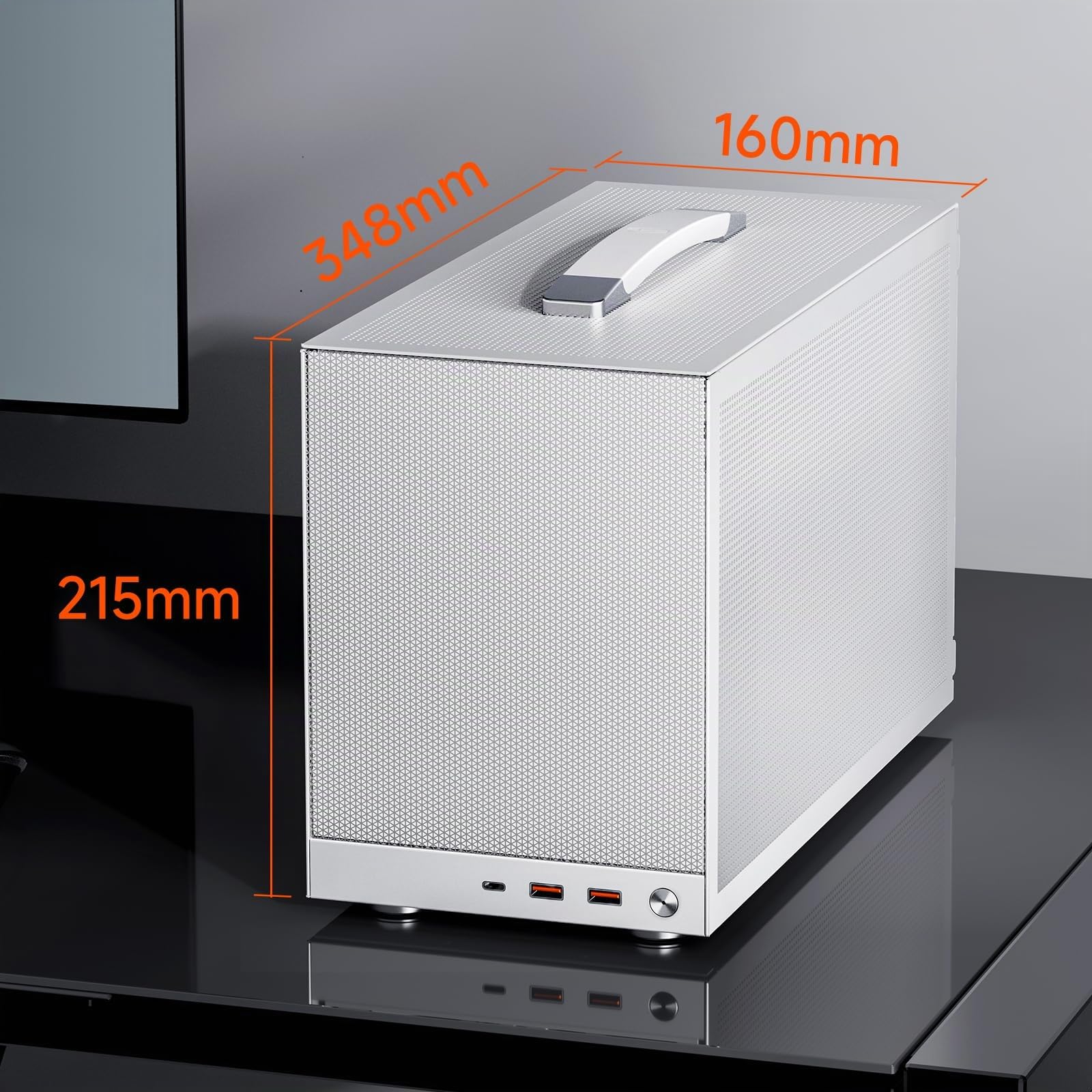 CPS K101 MESH GY, ITX PC Case Supporta Scheda Madre ITX, PSU SFX, Altezza Massima Dissipatore CPU 68mm, Compatibile con Scheda Grafica a 3 Slot Lunghezza Massima 340mm, include Cavo PCI-E 4.0, Bianco