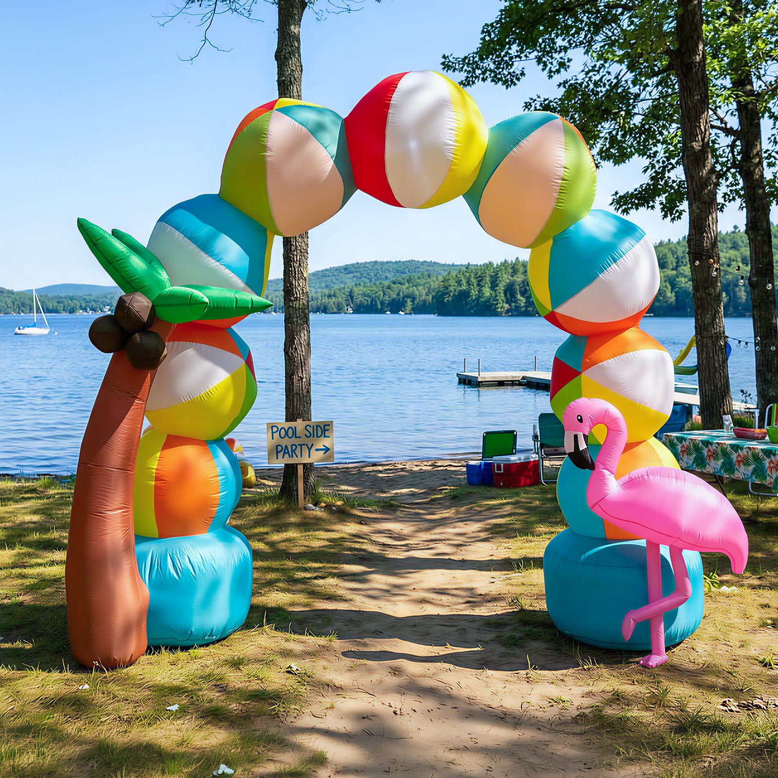 Arco inflable de playa inflable de verano de 9 pies con 5 luces LED para inflables de verano, decoraciones al aire libre, regalos de fiesta en la playa