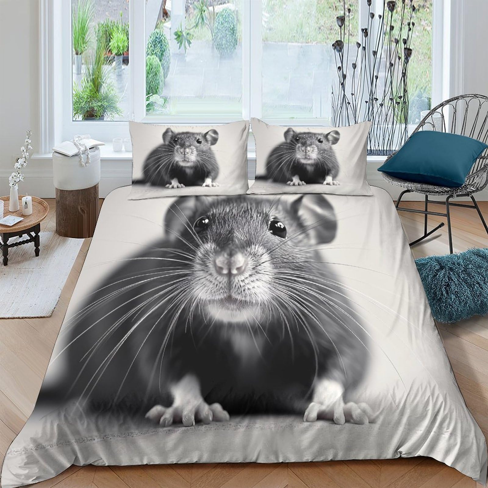 Ctjqhvkz Style-8 3D Printed Realistic Rat Pattern Fitted Sheet Microfiber Soft Durable Animal Bed Cover For Bedroom Dorm Home Decor Single（135X200cm）