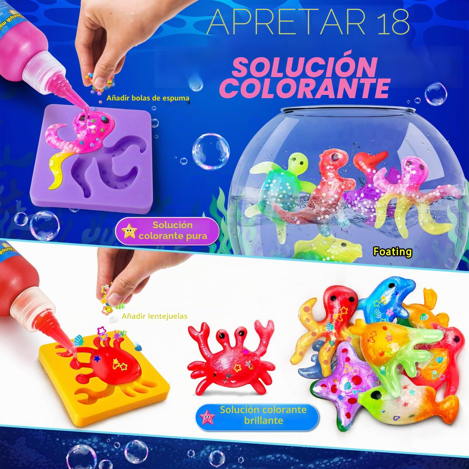 18 Colores Aqua Gel, Magic Water Elf, Elfo de Agua Magico, Kit de Gel de Agua para Niños