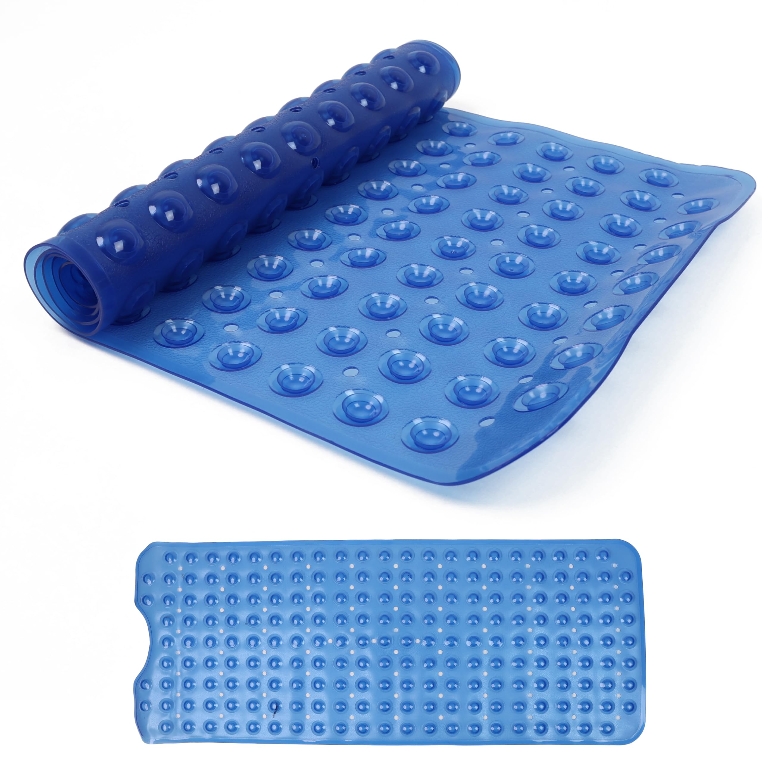 DIVCHI Shower Bath Mat Non Slip Anti Mould & Mildew With Strong Suction Cups Grip And Drain Holes Soft Rubber Shower Mats - Bathroom Mat Machine Washable (Blue, 100 x 40cm)