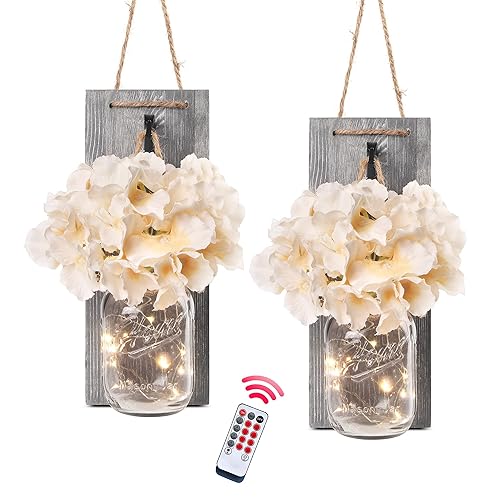 Besuerte Rustic Wooden Wall Hanging Decor with LED String Lights