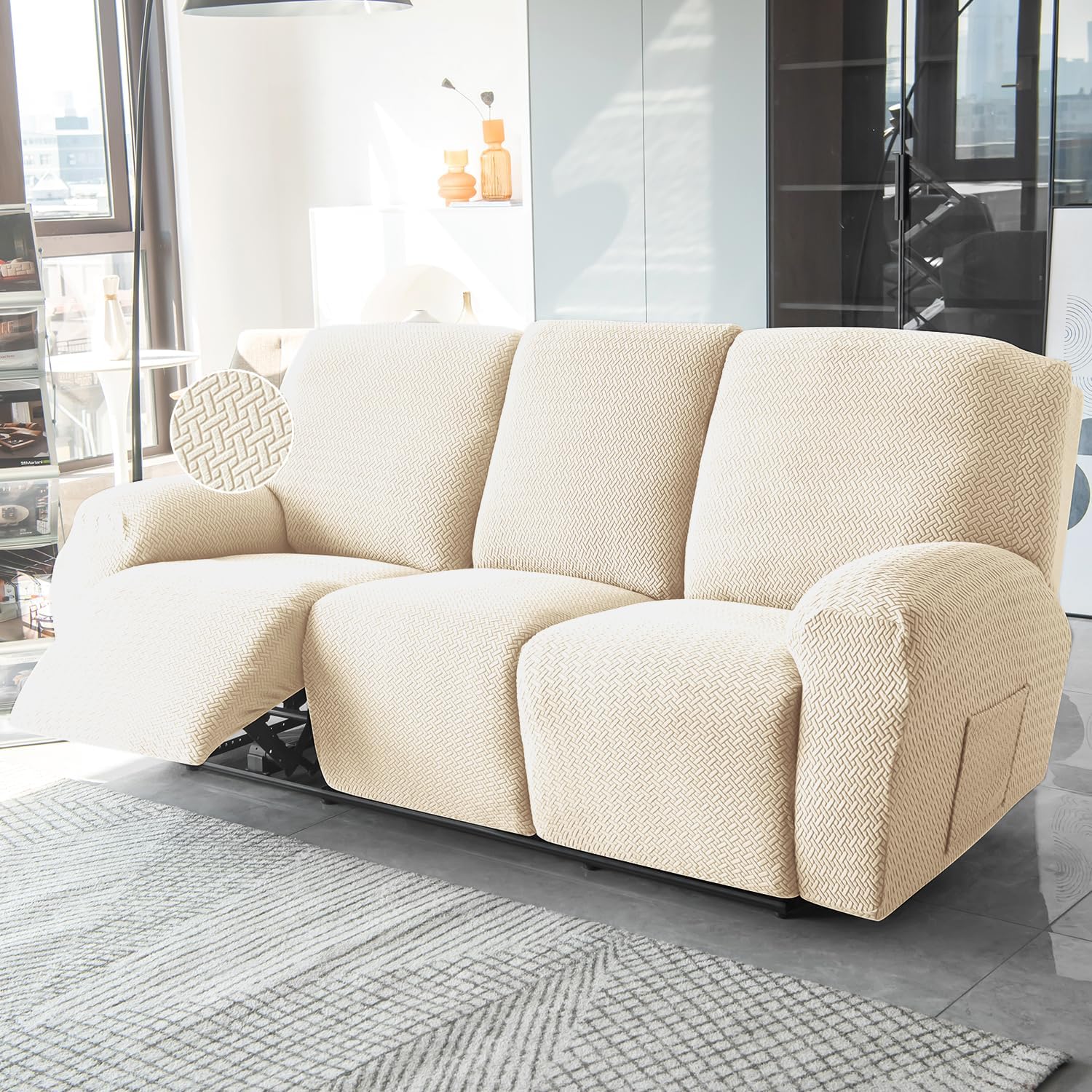 HOKIPO Recliner Cover - 3 Seater Grey -15