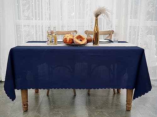 JYFLZQ Mantel redondo azul marino de 70 pulgadas para mesas de 4 pies, lavable a máquina, resistente a las manchas, mantel de tela de poliéster para