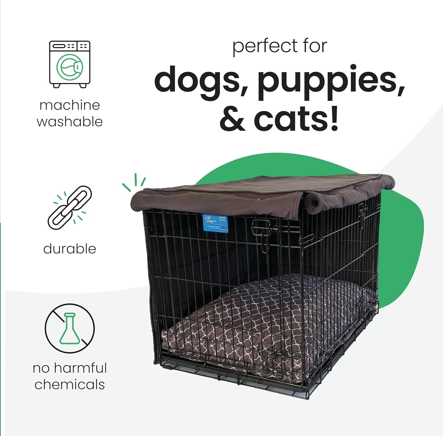 Molly Mutt I'm a Realist Dog Crate Cover, 100% Cotton Canvas Cover with 2 Roll-Up Panels, Ideal for Dog or Cat Crate, Durable, Washable, and Free of Harmful Chemicals, 48" x 30" x 33"