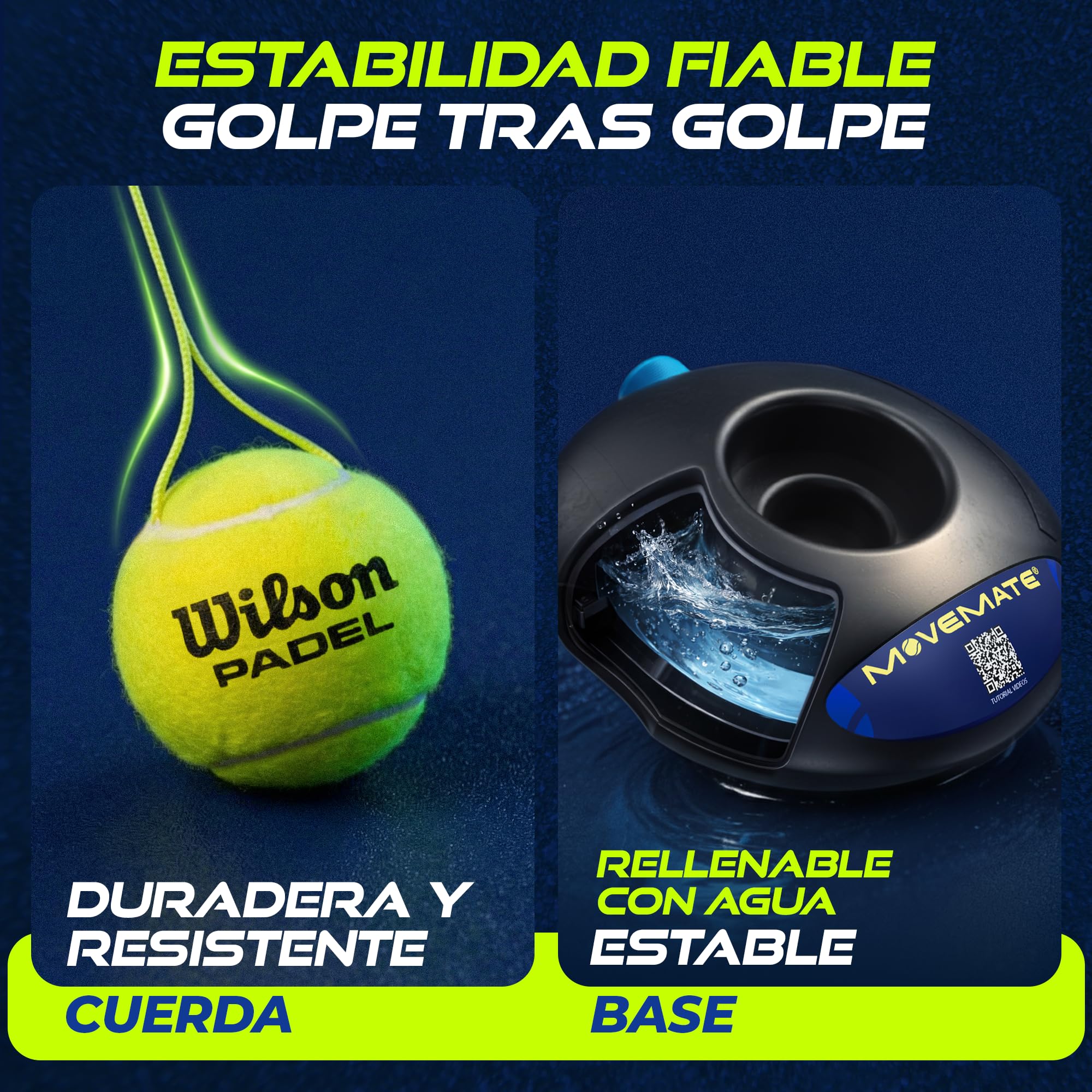 MOVEMATE Dispositivo de Entrenamiento de Pádel/Tenis con Pelota Wilson® | Innovador Equipamiento Deportivo para Exteriores, en el Parque, en el jardín | con Bolsa de Transporte y vídeos de Ejercicios — view 5