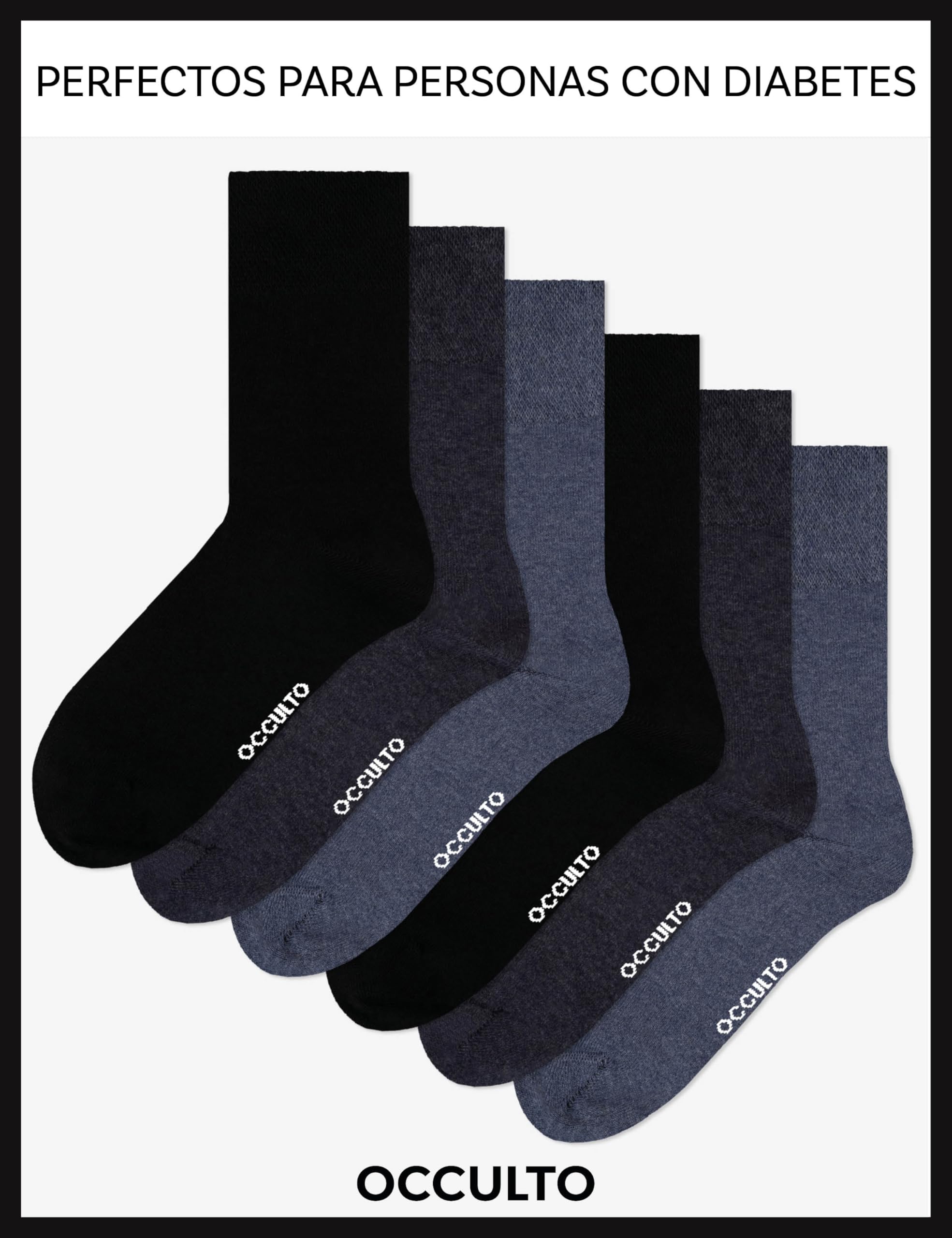 Occulto Calcetines Diabeticos para Hombre & Mujer 6 Pares (Modelo: Oliver)