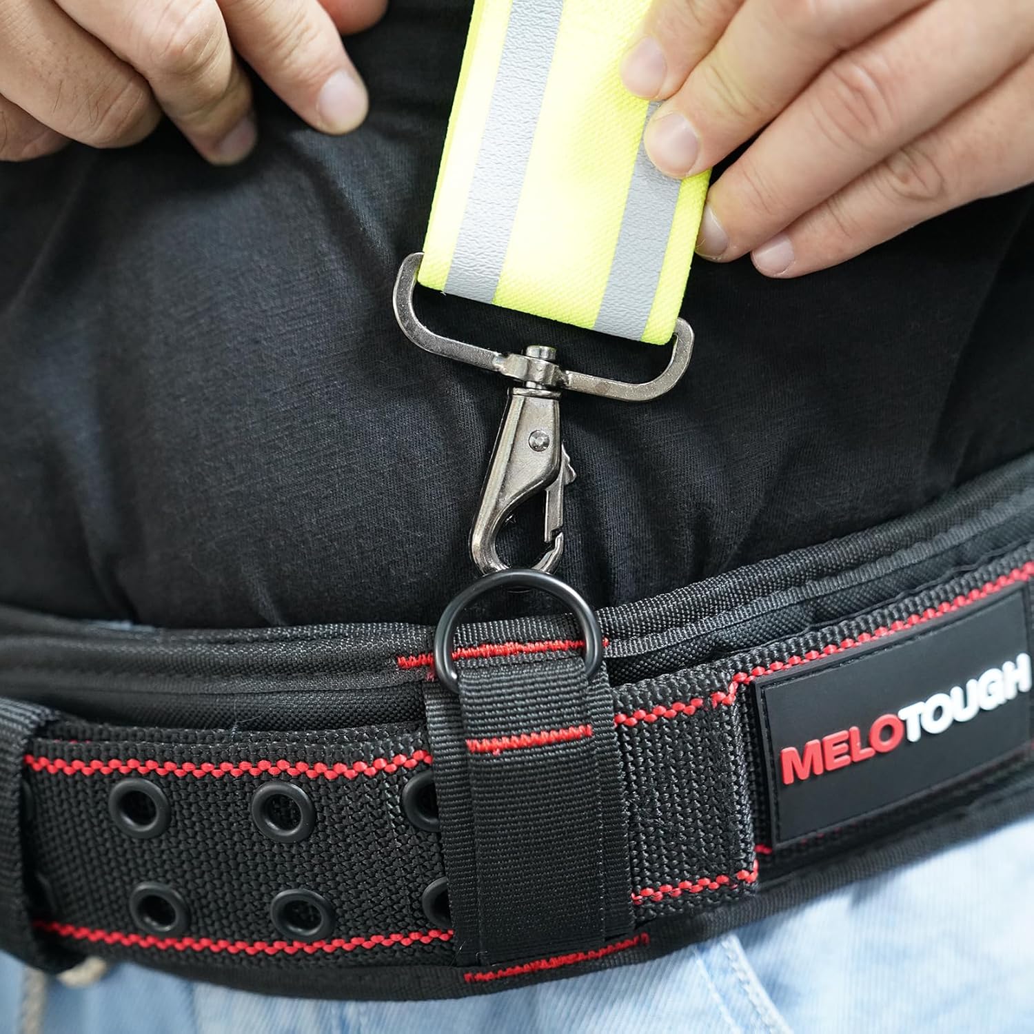 KUNN Safety Reflective Suspender Orange & High Visibility Tool Belt Suspender with Hook