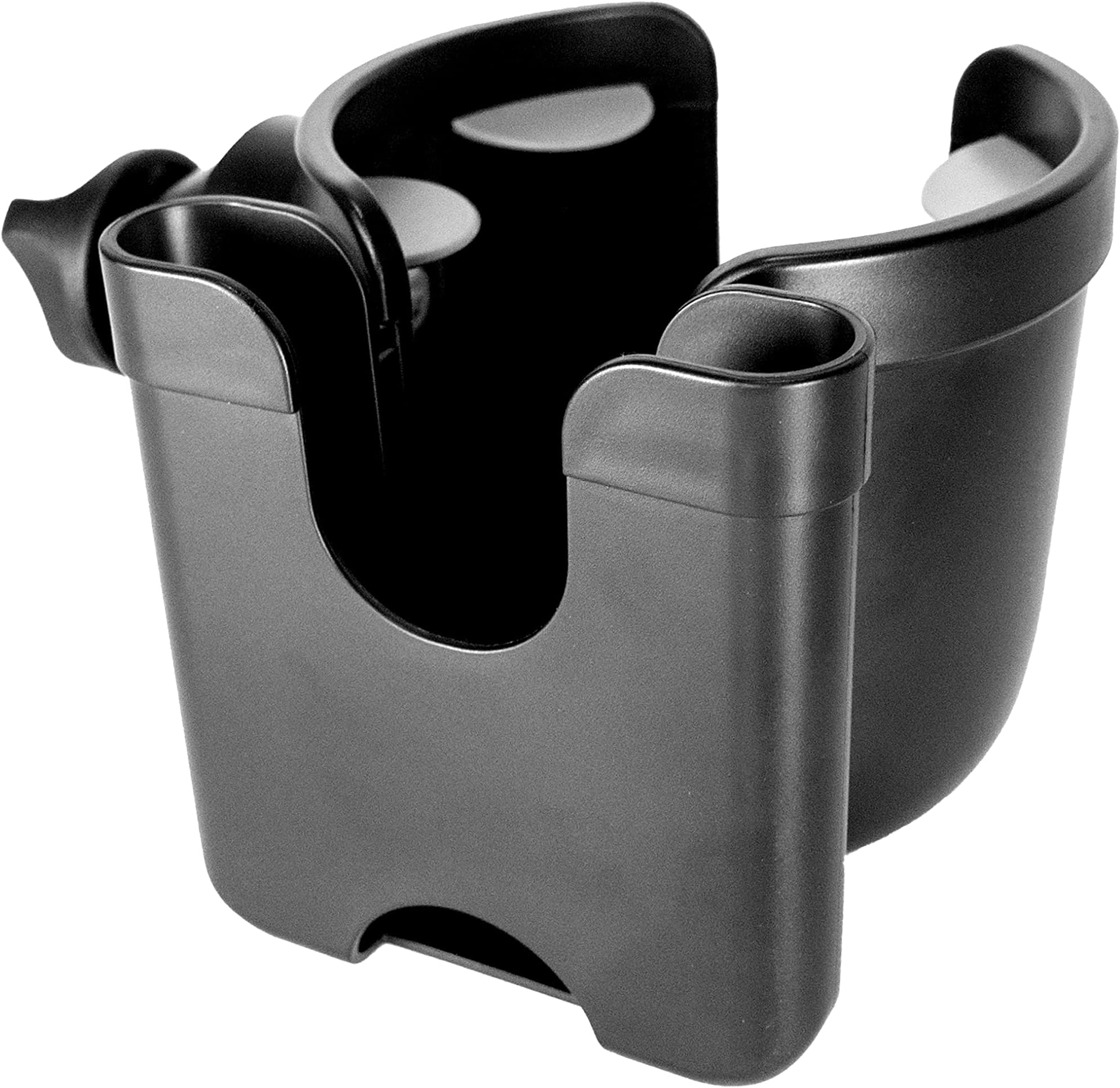 Universal Cup Holder Accessory, Adjustable Drink and Phone Storage Compartment for Walkers, Rollators, Strollers, Wheelchairs, and Scooters, Black