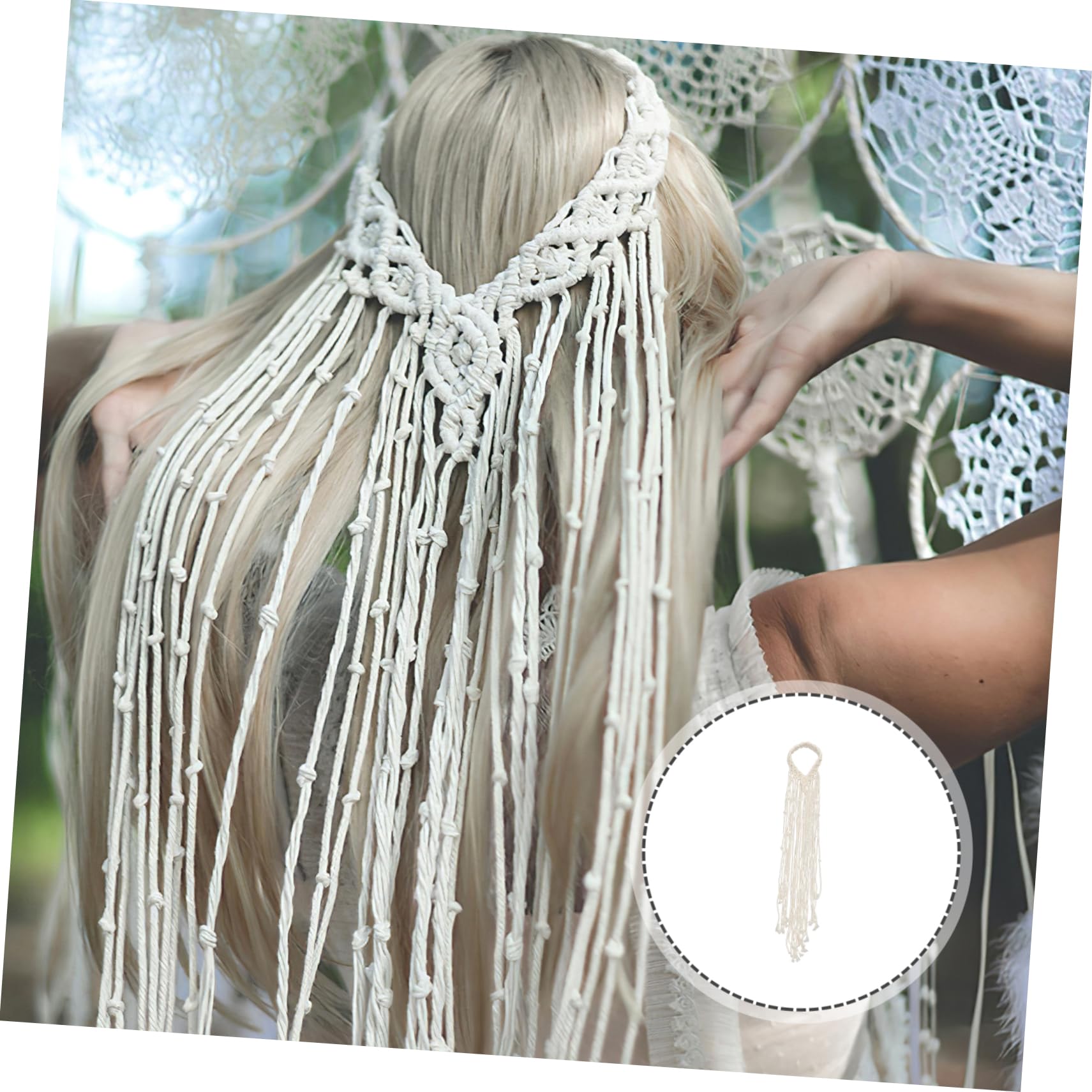 Abaodam 4stücke Braut Haarschmuck Macrame Stirnband Aus Baumwollseil Handgefertigtes Boho-haaraccessoire Für Damen Und Mädchen Für Hochzeiten Und Besondere Anlässe