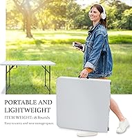 Vista 5 de AJP Distributors Mesa plegable portátil de plástico de 4 pies 4 pies 48 pulgadas, parte superior resistente con asa de transporte