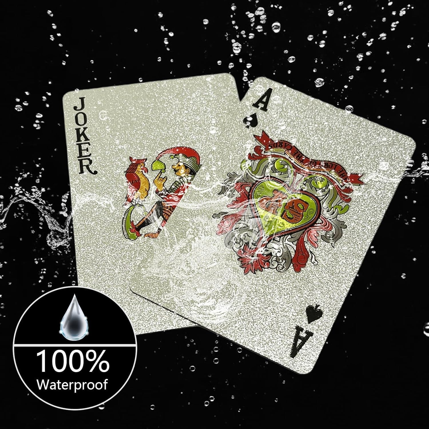KEAIDUO Cool Plastic Playing Cards, Deck of Waterproof Magic Poker Cards for Family Party BBQ Gatherings Gift Silver