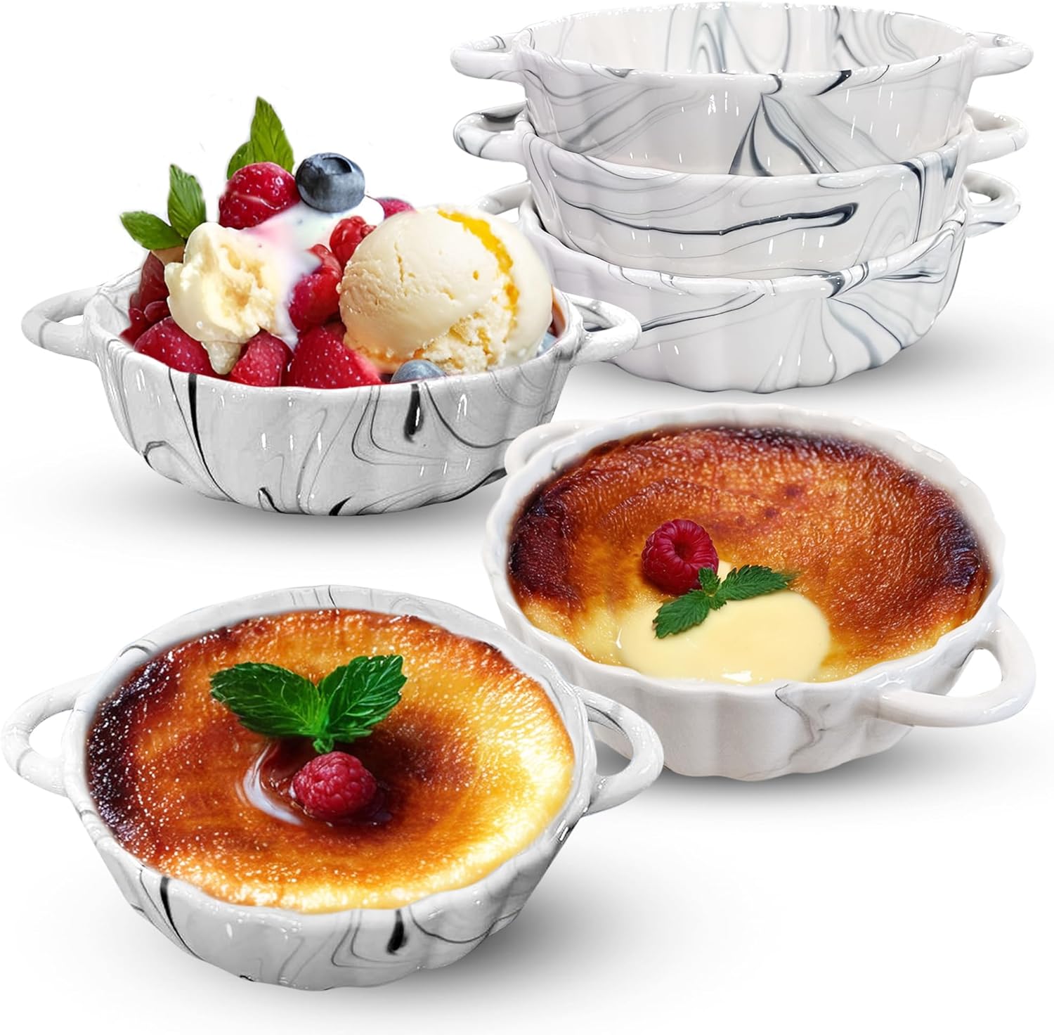 Amazon.com: CASADELLA Ramekins Oven Safe Set of 6, Creme Brulee ...