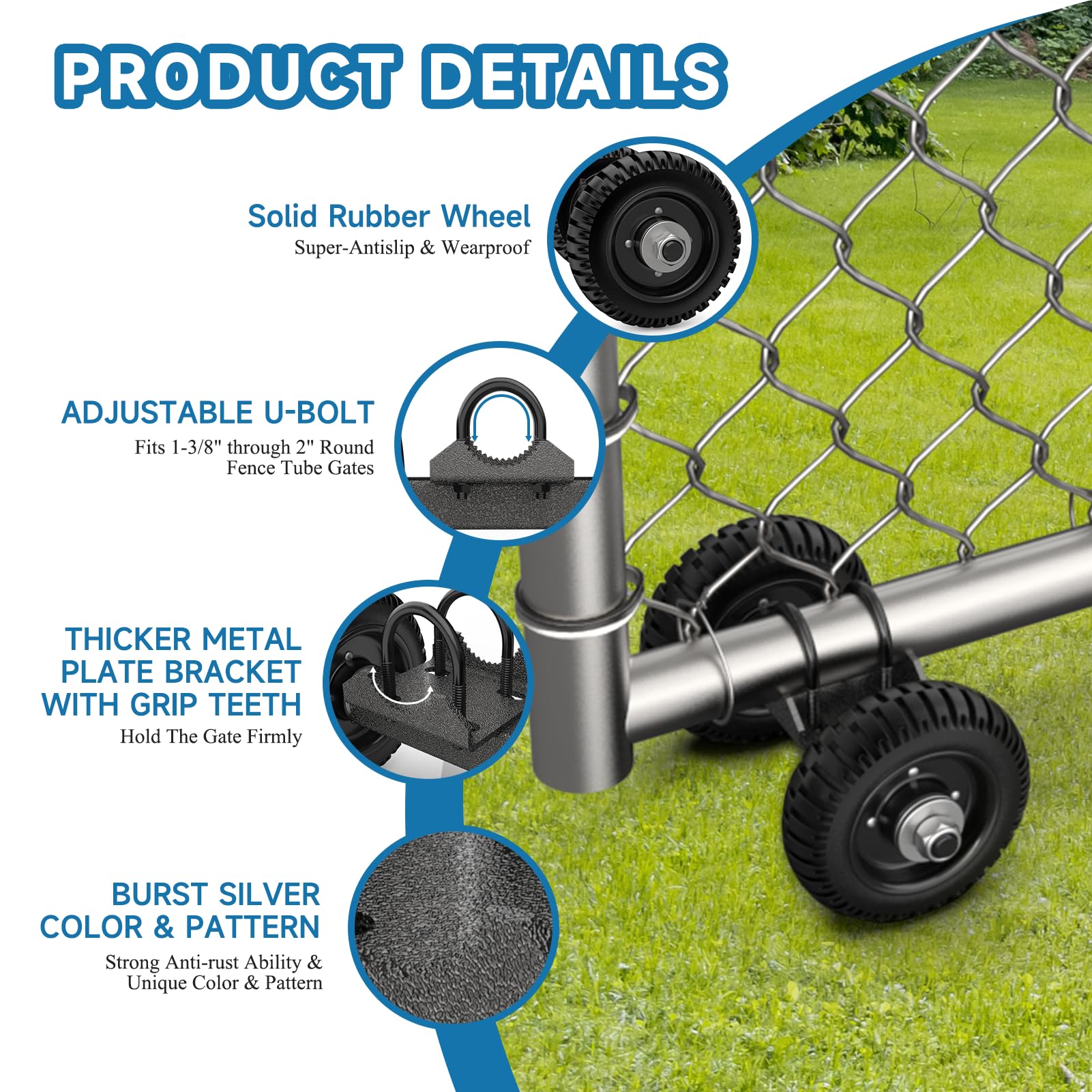 Rolling Wheel USCaster Rolling Gate Wheel,Sliding Gate Casters For s Chain  Link Gate