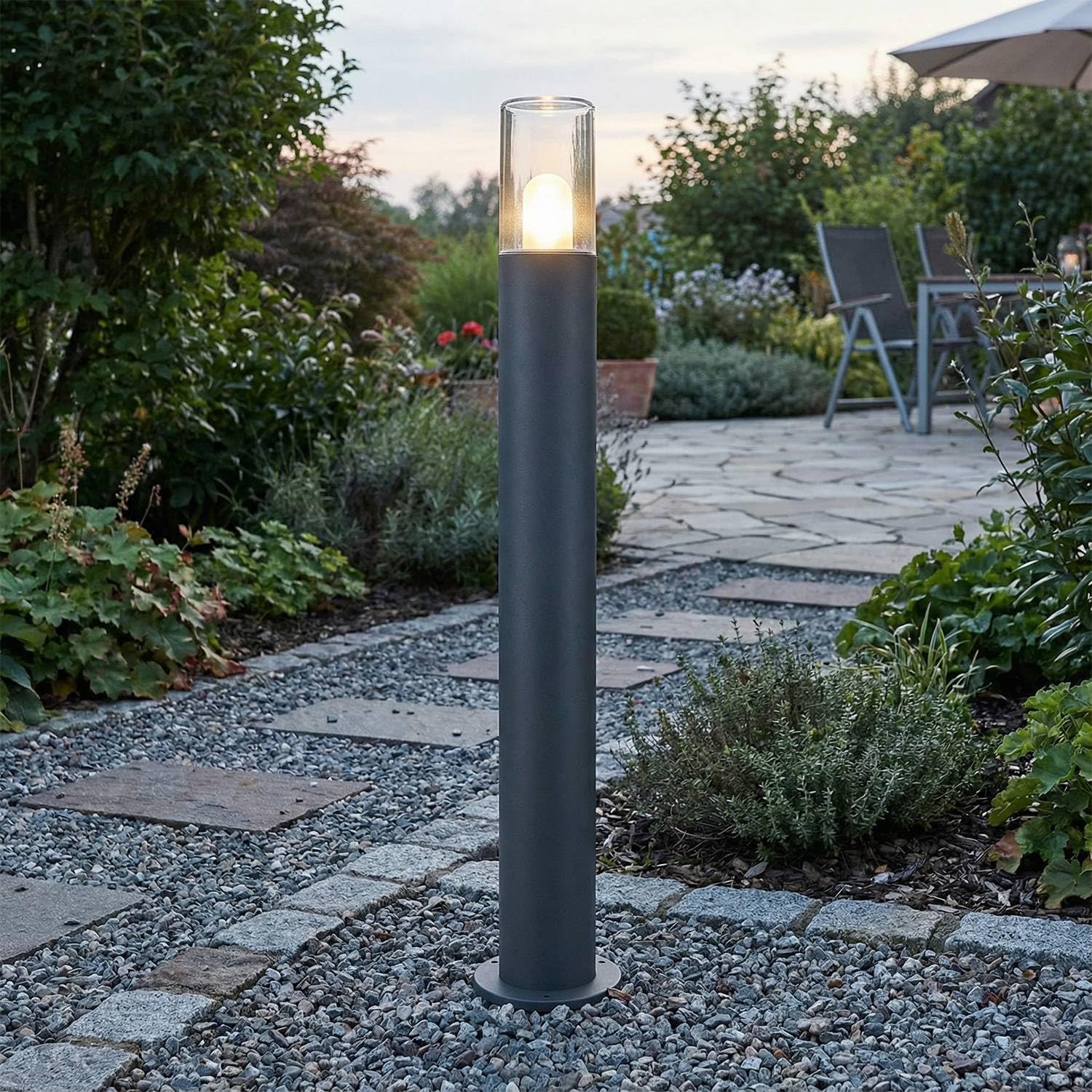 Lampada da terra antracite E27 altezza 80 cm fusione di alluminio IP44 lampada da esterno moderna per vialetti lampada da giardino illuminazione per vialetti