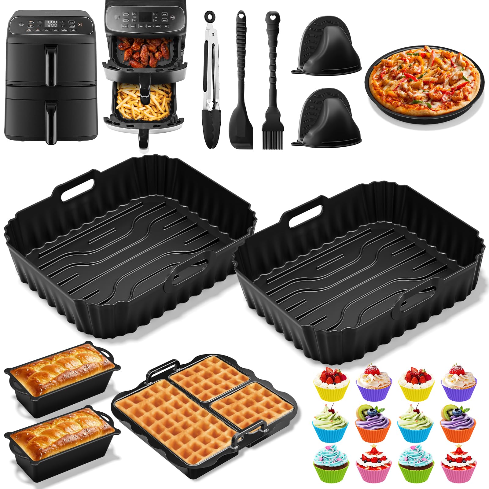 YUZOFINE 23-Piece Silicone Air Fryer Liners Set for COSORI 8.6L