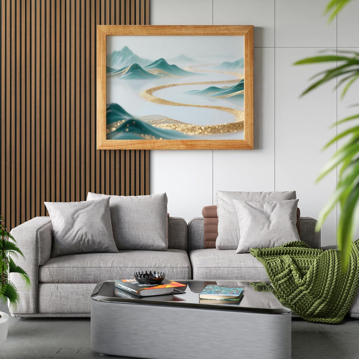 Art3d 4-Piece 94 x 12.6 Inch Acoustic Lightweight Slat Wall Panel - Waterproof Wood Textured Wainscoting Panel of 33 Sq.Ft for Bedroom, Home Theater Office Accent Wall, Walnut