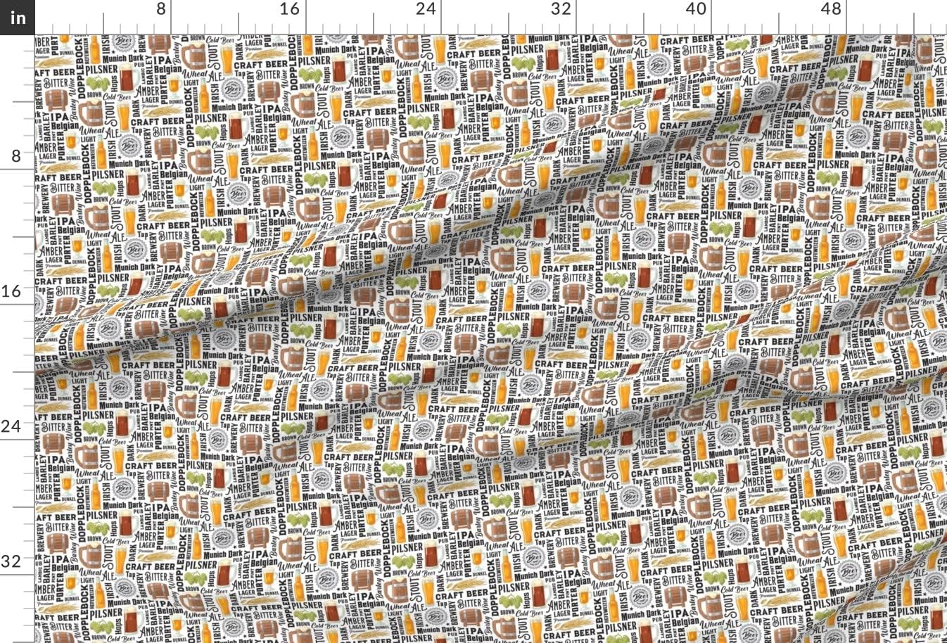 Spoonflower Fabric - Beer Typography Amber IPA Stout Alcohol Drink Brewery Printed on Minky Fabric by The Yard - Sewing Baby Blankets Quilt Backing Plush
