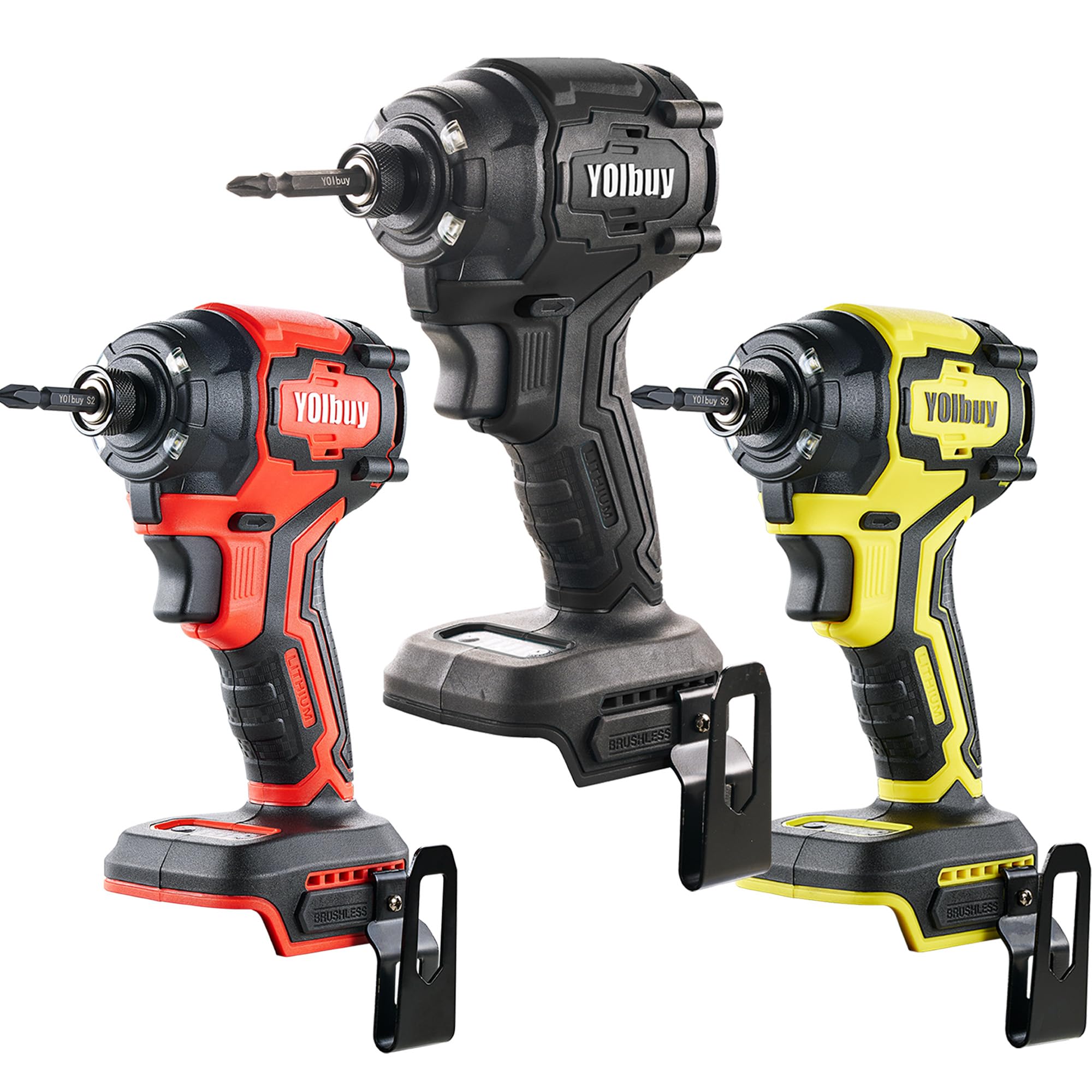 YOIbuy PRO Avvitatore a percussione senza fili, coppia di torsione 230 Nm, adatto per batterie principali da 20 V, impostazioni a 4 velocità, solo strumento di illuminazione a 4 LED in modalità