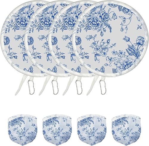 Miniatura 8 de Ventilador de mano plegable redondo floral de 4 estilos, estilo japonés, plegable, compacto, ventilador plegable de mano, ventilador plegable