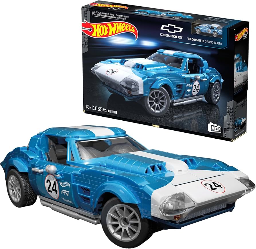 MEGA Hot Wheels Collectible Race Car Building Toy, 63 Corvette