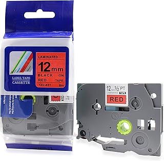 Fita Refil Compatível TZ-431 Tze-431 Vermelha 12mm para Rotulador Brother PT-H105 PT-H110 PT-D210 PT-D400 P-Touch Cube
