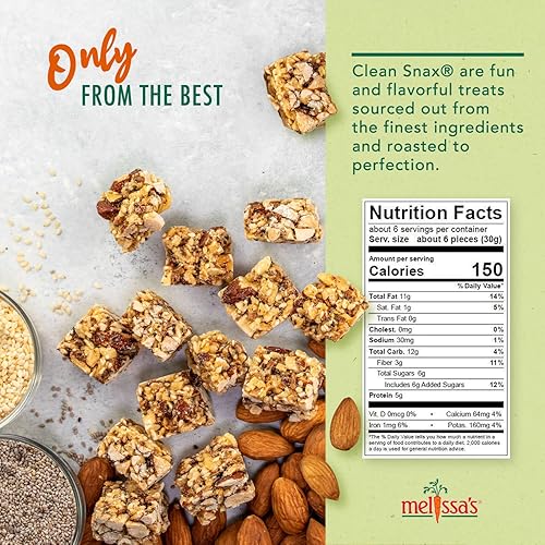 Miniatura 8 de Melissa's Clean Snax con chía y linaza, bocadillos envasados sin gluten, todos naturales, sabores no artificiales añadidos, aperitivos crujientes
