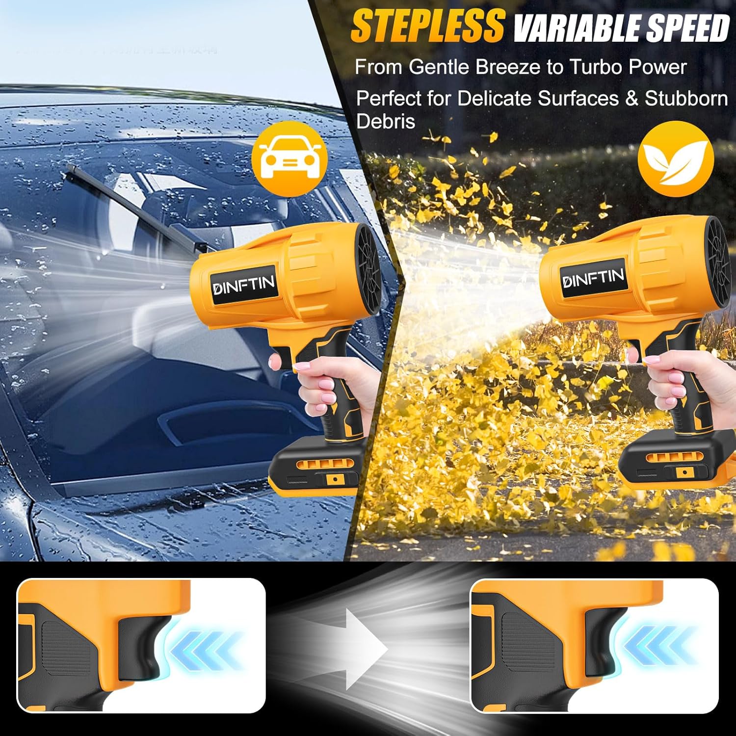 Brushless Cordless Leaf Blower Compatible for DeWalt 20V Battery(Tool Only), 125MPH 430CFM Variable Speed Turbo Blower, Lightweight Handheld Blower for Lawn, Garage, Snow, Patio - Image 6