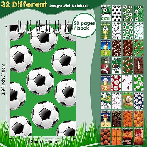 Miniatura 2 de Faccito 32 mini bloc de notas deportivos, baloncesto, béisbol, fútbol, fiesta, recuerdos, bolsas de regalo, bloc de notas en espiral, mini cuadernos