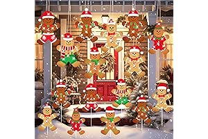 Large Christmas Gingerbread Decorations, 16-Piece Lighted Gingerbread Man Yard Signs
